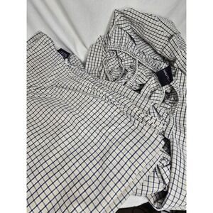Nautica Blue‎ Tan Check Twin Sheet Set Fitted And Flat  EUC